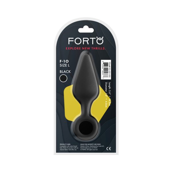 Forto F-10 Silicone Anal Plug with Pull Ring Large Black - Image 6