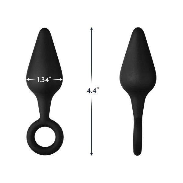 Forto F-10 Silicone Anal Plug with Pull Ring Medium Black - Image 5
