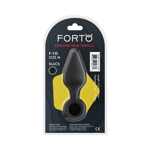 Forto F-10 Silicone Anal Plug with Pull Ring Medium Black - Image 6