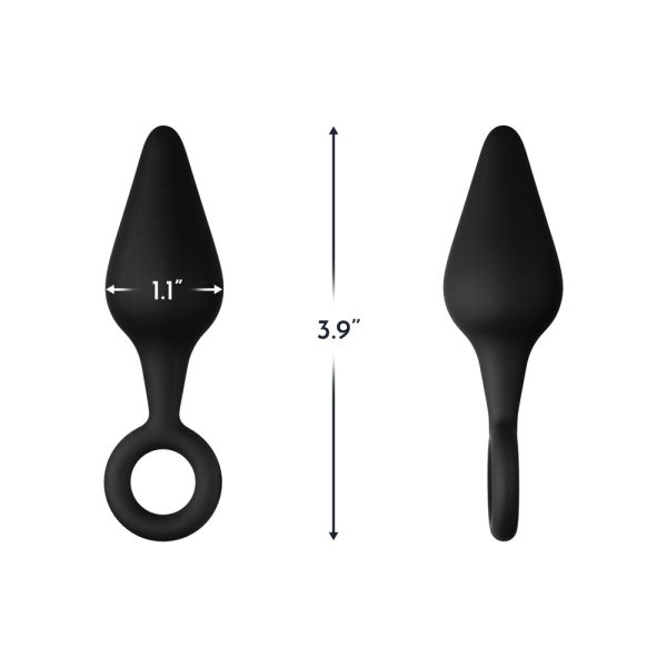 Forto F-10 Silicone Anal Plug with Pull Ring Small Black - Image 5