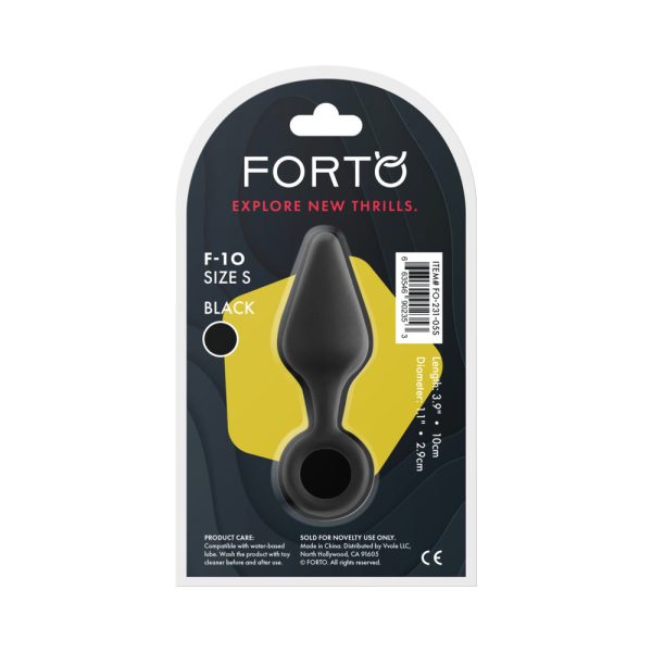 Forto F-10 Silicone Anal Plug with Pull Ring Small Black - Image 6