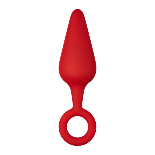 Forto F-10 Silicone Anal Plug with Pull Ring Large Red - Image 2