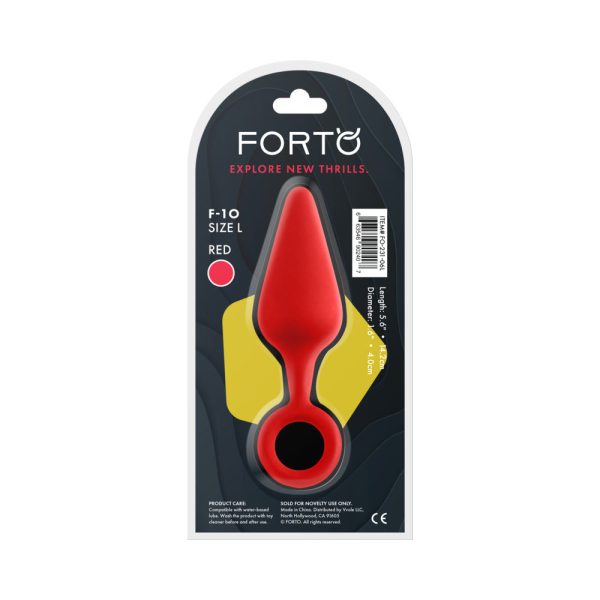 Forto F-10 Silicone Anal Plug with Pull Ring Large Red - Image 6