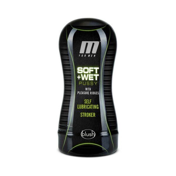 M for Men Soft + Wet Pussy with Pleasure Ridges Self-Lubricating Vagina Stroker Beige - Image 2
