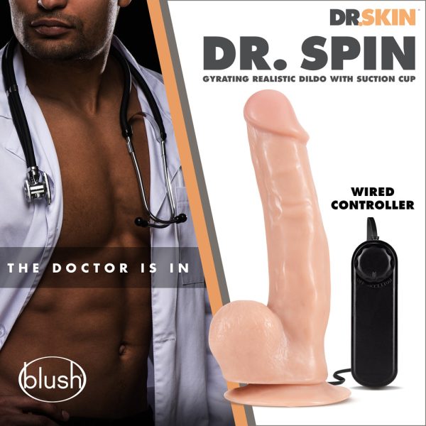 Dr. Skin Dr. Spin 8.5 in. Gyrating Realistic Dildo with Balls Beige - Image 4