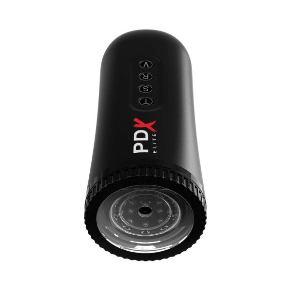 PDX Elite Moto Blower Rechargeable Thrusting Vibrating Suction Masturbator Clear/Black - Image 2