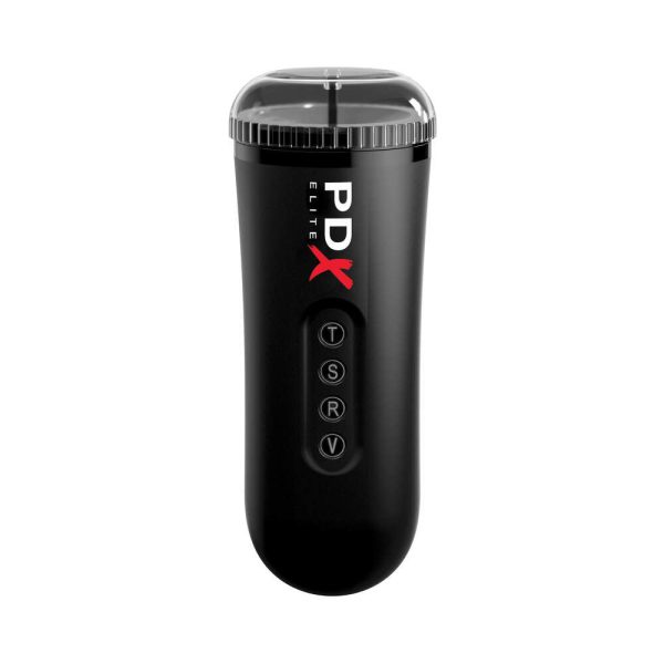 PDX Elite Moto Blower Rechargeable Thrusting Vibrating Suction Masturbator Clear/Black - Image 4