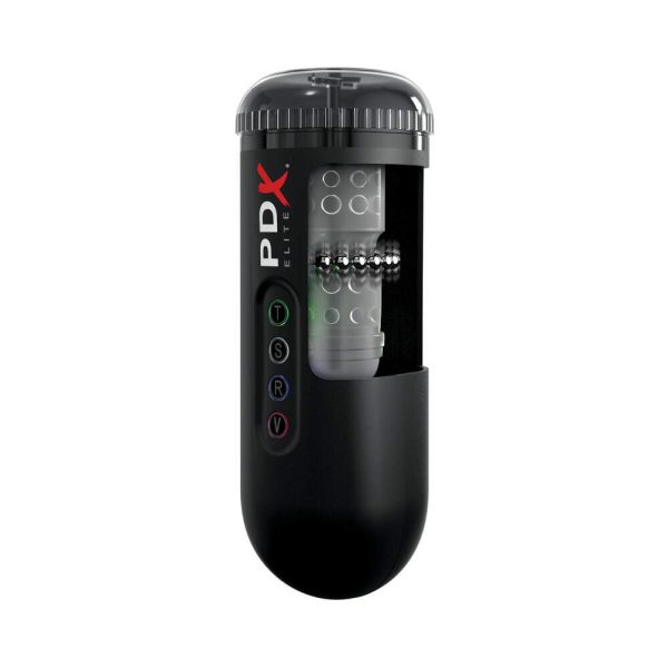 PDX Elite Moto Blower Rechargeable Thrusting Vibrating Suction Masturbator Clear/Black - Image 6