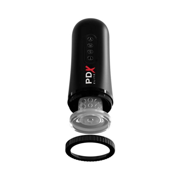 PDX Elite Moto Blower Rechargeable Thrusting Vibrating Suction Masturbator Clear/Black - Image 7
