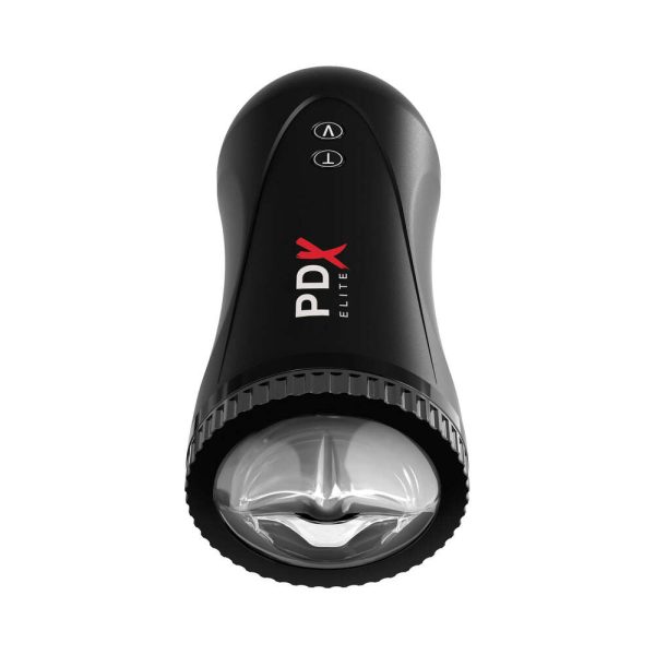 PDX Elite Moto Stroker Rechargeable Thrusting Vibrating Masturbator Clear/Black - Image 2