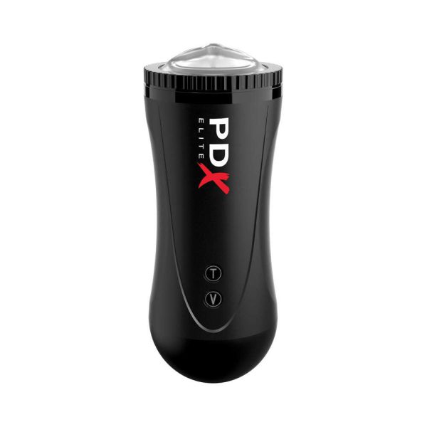 PDX Elite Moto Stroker Rechargeable Thrusting Vibrating Masturbator Clear/Black - Image 3