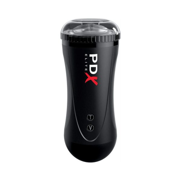 PDX Elite Moto Stroker Rechargeable Thrusting Vibrating Masturbator Clear/Black - Image 4
