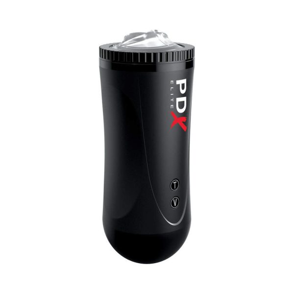 PDX Elite Moto Stroker Rechargeable Thrusting Vibrating Masturbator Clear/Black - Image 5