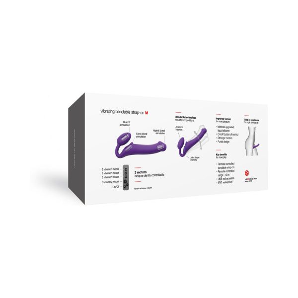 Strap-On-Me Rechargeable Remote-Controlled Silicone Vibrating Bendable Strap-On Purple M - Image 7
