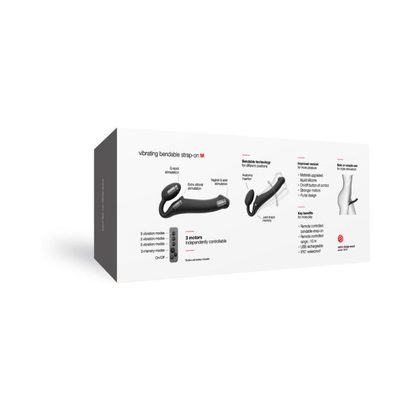 Strap-On-Me Rechargeable Remote-Controlled Silicone Vibrating Bendable Strap-On Black M - Image 7