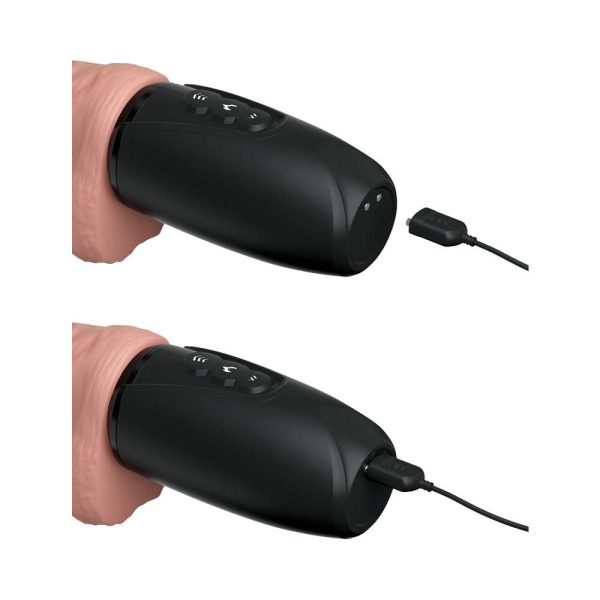 King Cock Plus 6.5 in. Thrusting Cock With Balls Rechargeable Realistic Vibrator Beige - Image 9