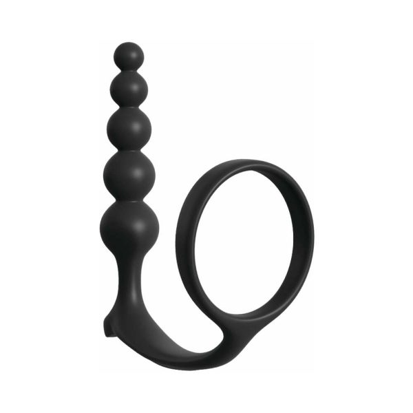 Anal Fantasy Collection Silicone Ass-Gasm Cockring Anal Beads Black - Image 4