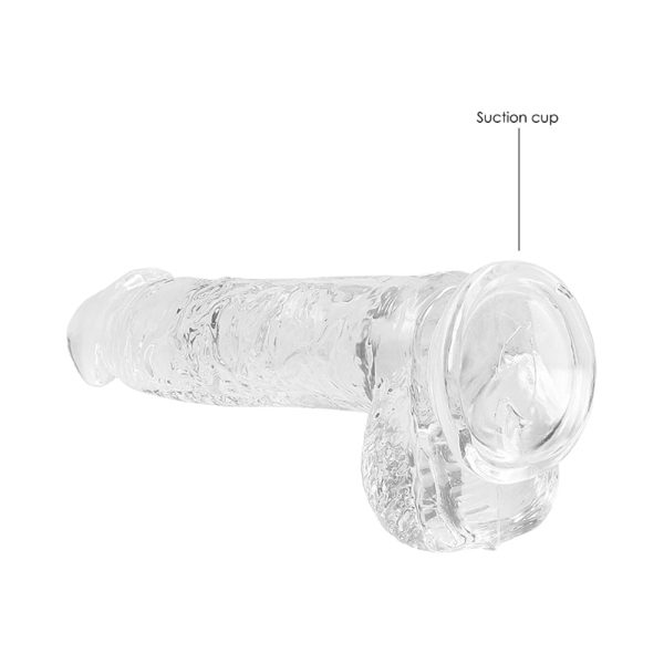 RealRock Crystal Clear Realistic 6 in. Dildo With Balls and Suction Cup Clear - Image 5
