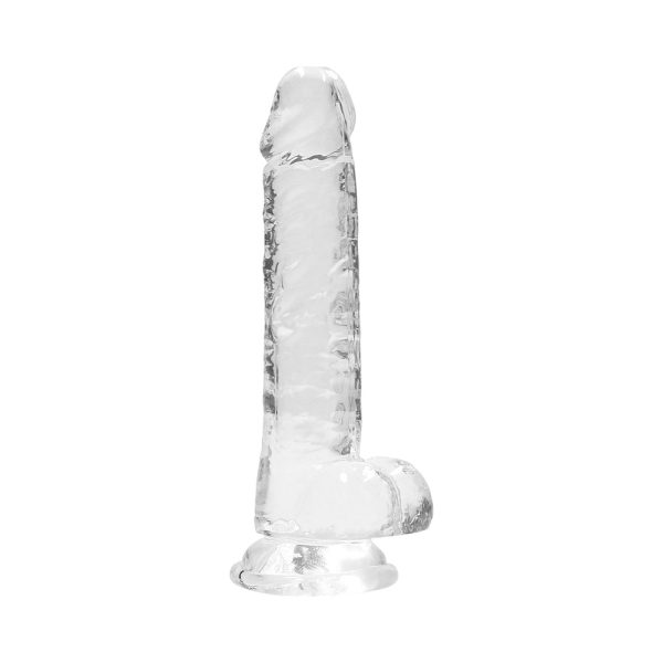 RealRock Crystal Clear Realistic 7 in. Dildo With Balls and Suction Cup Clear - Image 2
