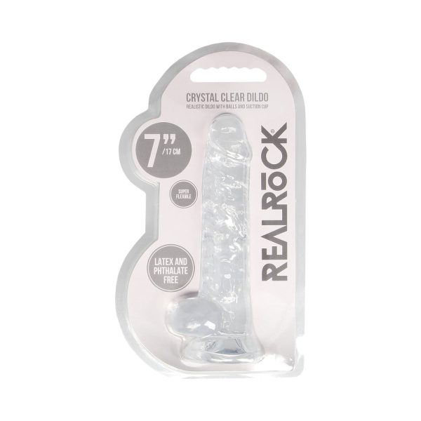 RealRock Crystal Clear Realistic 7 in. Dildo With Balls and Suction Cup Clear - Image 8