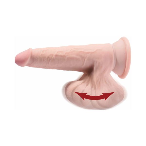 King Cock Plus 7 in. Triple-Density Cock With Swinging Balls Dildo Beige - Image 4