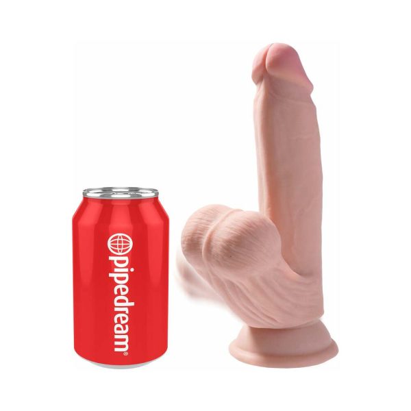 King Cock Plus 7 in. Triple-Density Cock With Swinging Balls Dildo Beige - Image 5