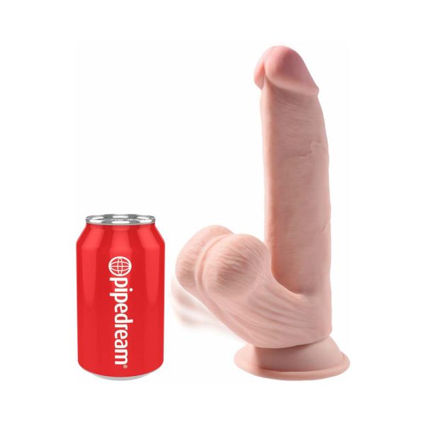 King Cock Plus 8 in. Triple-Density Cock With Swinging Balls Dildo Beige - Image 5