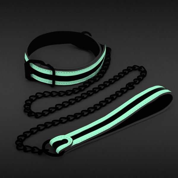 GLO Bondage Collar & Leash Green - Image 3
