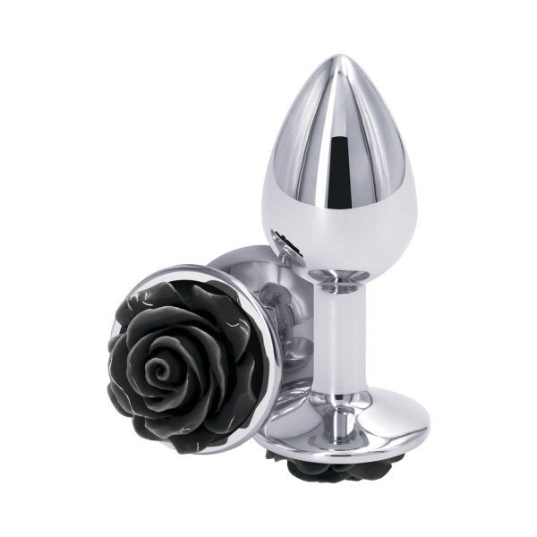 Rear Assets Rose Anal Plug Small Black - Image 2