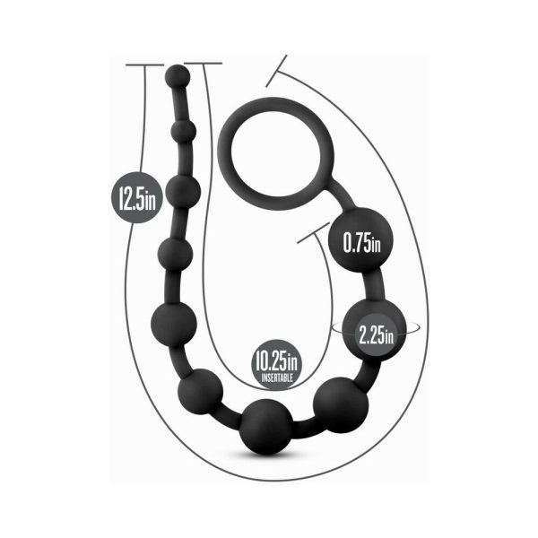 Anal Adventures Platinum Silicone 10 Anal Beads Black - Image 6