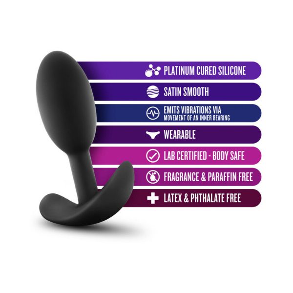 Anal Adventures Platinum Silicone Weighted Vibra Slim Plug Small Black - Image 5