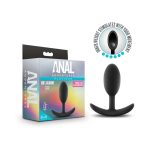 Anal Adventures Platinum Silicone Weighted Vibra Slim Plug Medium Black