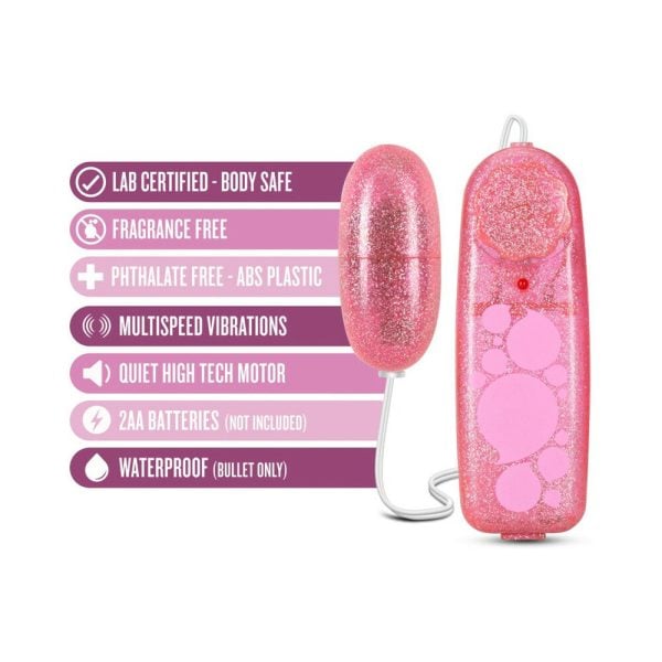 B Yours Glitter Power Bullet Remote-Controlled Egg Vibrator Pink - Image 4