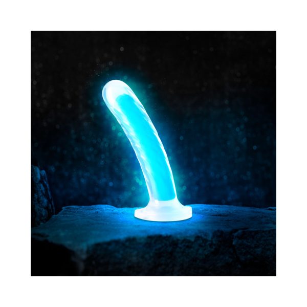 Neo Elite Glow in the Dark Tao 7 in. Dual-Density Dildo Neon Blue - Image 4