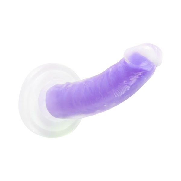 Neo Elite Glow in the Dark Light 7 in. Silicone Dual-Density Dildo Neon Purple - Image 4
