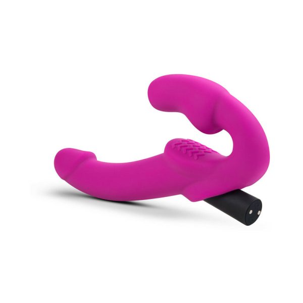 Temptasia Estella 9.5 in. Silicone Strapless Strap-On Dildo with Bullet Vibrator Pink - Image 4