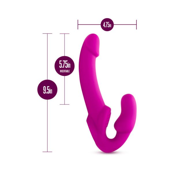Temptasia Estella 9.5 in. Silicone Strapless Strap-On Dildo with Bullet Vibrator Pink - Image 7