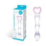 Glas 8 in. Sweetheart Glass Dildo with Pink Heart-Shaped Handle