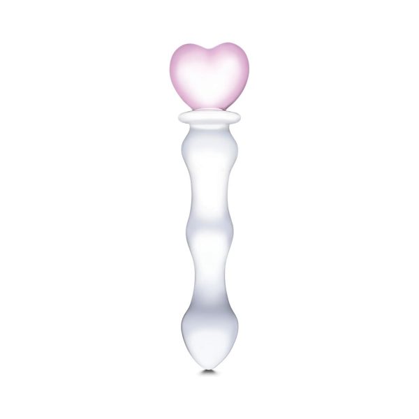 Glas 8 in. Sweetheart Glass Dildo with Pink Heart-Shaped Handle - Image 2