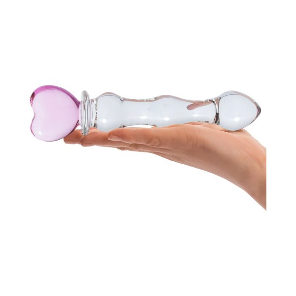 Glas 8 in. Sweetheart Glass Dildo with Pink Heart-Shaped Handle - Image 5