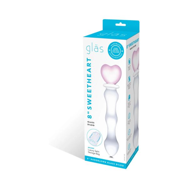Glas 8 in. Sweetheart Glass Dildo with Pink Heart-Shaped Handle - Image 8