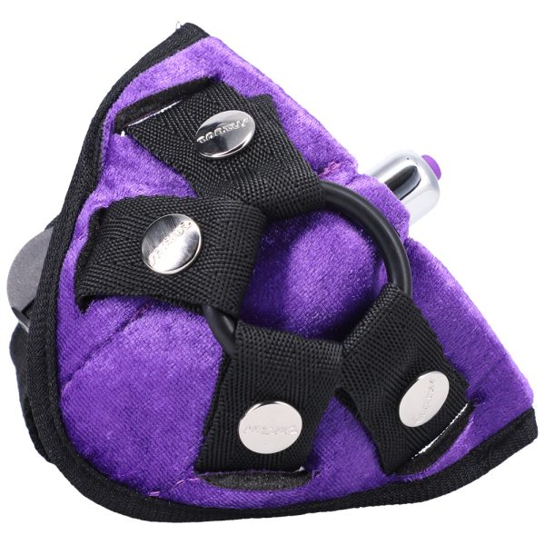 Tantus Velvet Vibrating Strap-On Harness Lilac - Image 2