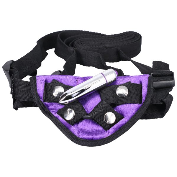 Tantus Velvet Vibrating Strap-On Harness Lilac - Image 3