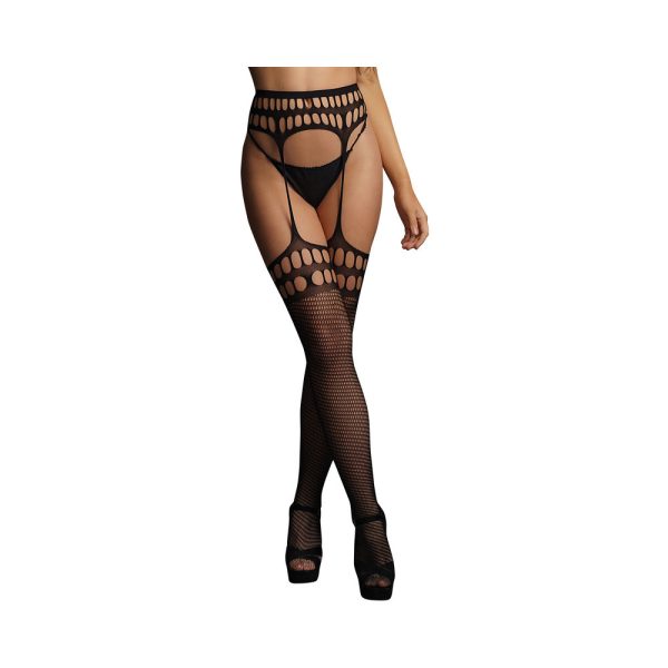 Le Desir Garter belt Stockings With Open Design Black O/S - Image 2