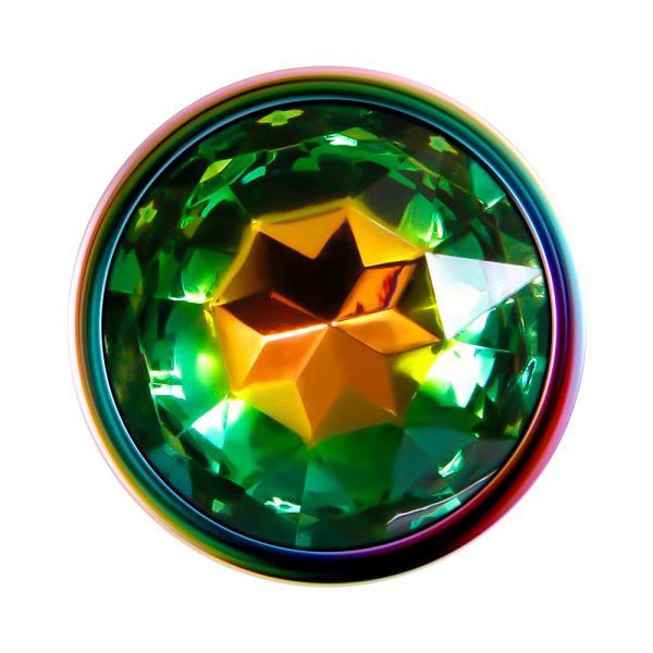 Evolved Rainbow Metal Anal Plug With Rainbow Gemstone Base Small - Image 4