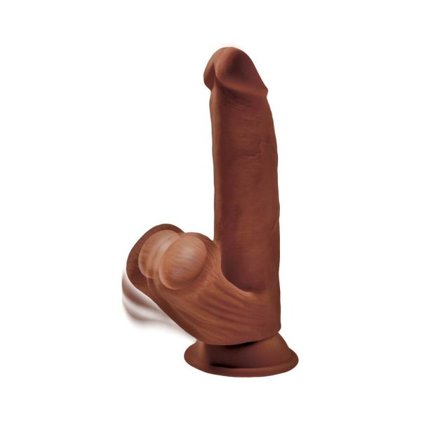 King Cock Plus 8 in. Triple Density Cock With Swinging Balls Dildo Brown - Image 3
