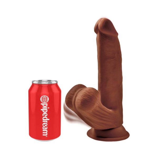 King Cock Plus 8 in. Triple Density Cock With Swinging Balls Dildo Brown - Image 5