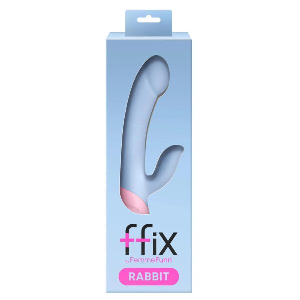 FemmeFunn FFIX Rabbit Waterproof Silicone Dual Stimulation G-Spot Vibrator Light Blue - Image 3