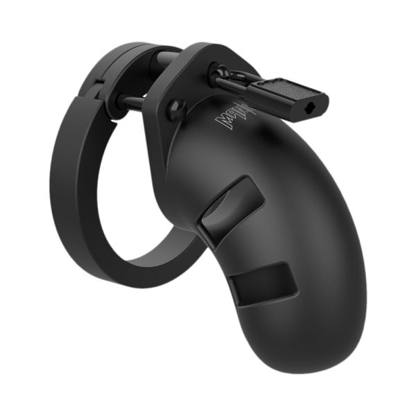 Shots ManCage Model 20 Adjustable 3.5 in. Silicone Chastity Cock Cage Black - Image 2