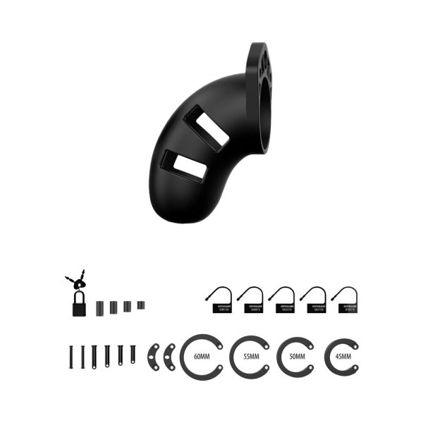 Shots ManCage Model 20 Adjustable 3.5 in. Silicone Chastity Cock Cage Black - Image 4